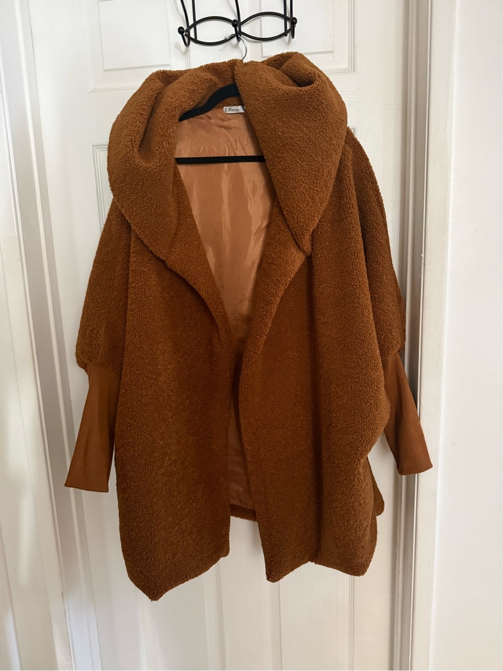 New Cozy Oversized Teddy Hooded Brown Cardigan Sweater Coat